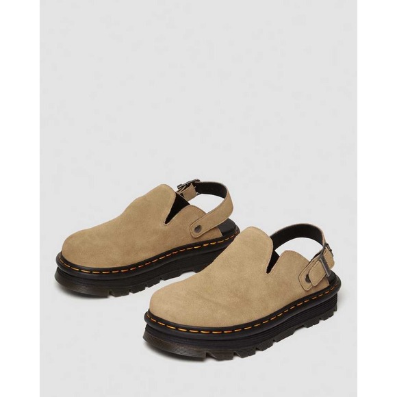 Dr. Martens Shoes - NEW Dr. Martens Zebzag Suede Slingback Platform Mules Tan Clogs Women's 7‎